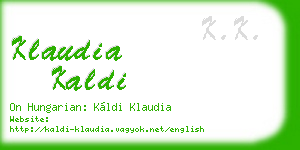 klaudia kaldi business card