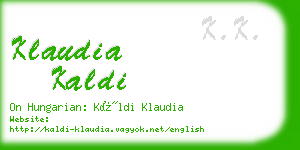 klaudia kaldi business card